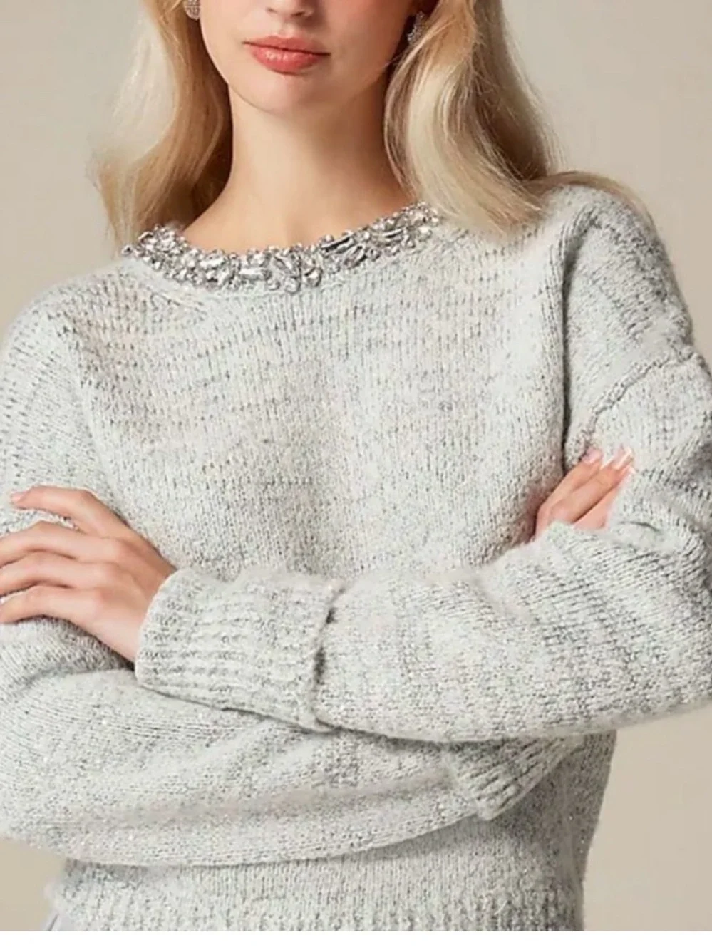J. Crew Sparkle Embellished Crewneck Sweater